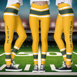 Gold Green White Team Jersey Colours Love Sports Leggings