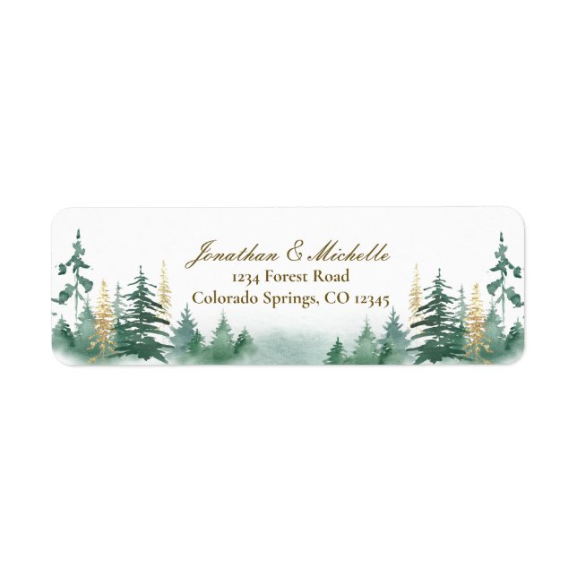 Gold Green Woodland Pine Trees Watercolor (Front)
