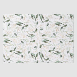 Gold Greenery Branches Elegant White Tissue Paper