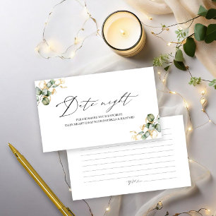 Gold Greenery Bridal Shower Date Night Cards