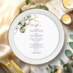 Gold Greenery Circle Wedding Menu Card