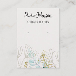 Gold Greenery Dandelion Jewellery Earring Display Business Card