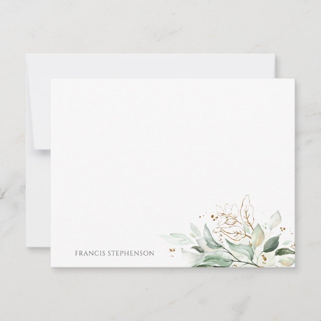 Gold Greenery Elegant Full Names or Couple's Names Card (Front)