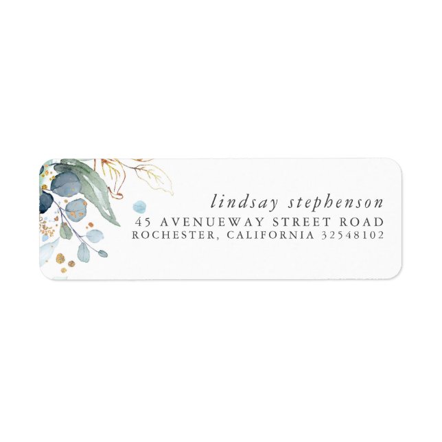 Gold Greenery Elegant Modern Label (Front)