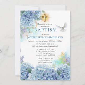Gold Greenery Eucalyptus Boy Baptism Invitation