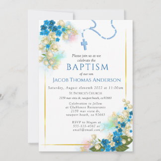 Gold Greenery Eucalyptus Boy Baptism Invitation