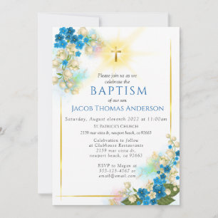 Gold Greenery Eucalyptus Boy Baptism Invitation