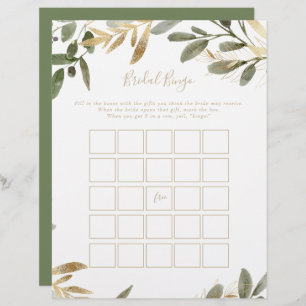 Gold Greenery Fall Bridal Bingo Game