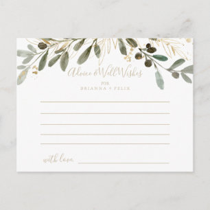 Gold Greenery Fall Wedding Advice Card