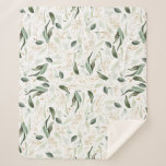 Gold Greenery Foliage Elegant White Romantic Sherpa Blanket<br><div class="desc">Dreamy greenery sherpa blanket</div>
