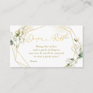 Gold Greenery Geometric Baby Shower Diaper Raffle Enclosure Card