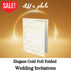 Gold Greenery Photo Wedding Invitation