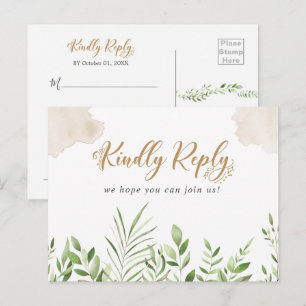 Gold Greenery Song Request RSVP Postcard