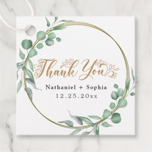 Gold Greenery Thank You Favor Tags