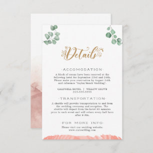 Gold Greenery Wedding Details Enclosure Card