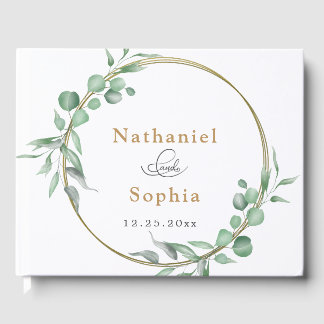 Gold Greenery Wedding Guest Book