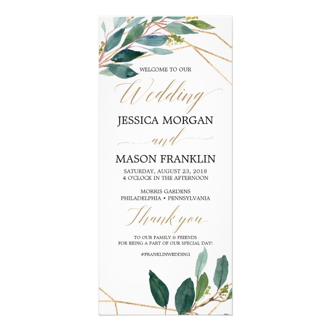 Gold Greenery Wedding Program - Ceremony Program (Front)
