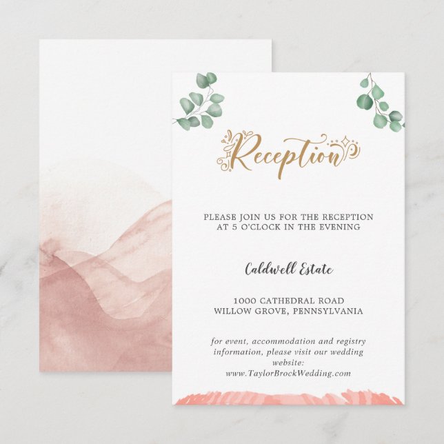 Gold Greenery Wedding Reception Insert Card (Front/Back)