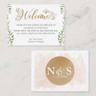 Gold Greenery Wedding Welcome Gift Bag Place Card