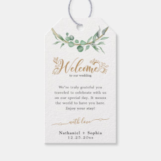 Gold Greenery Wedding Welcome Gift Tags
