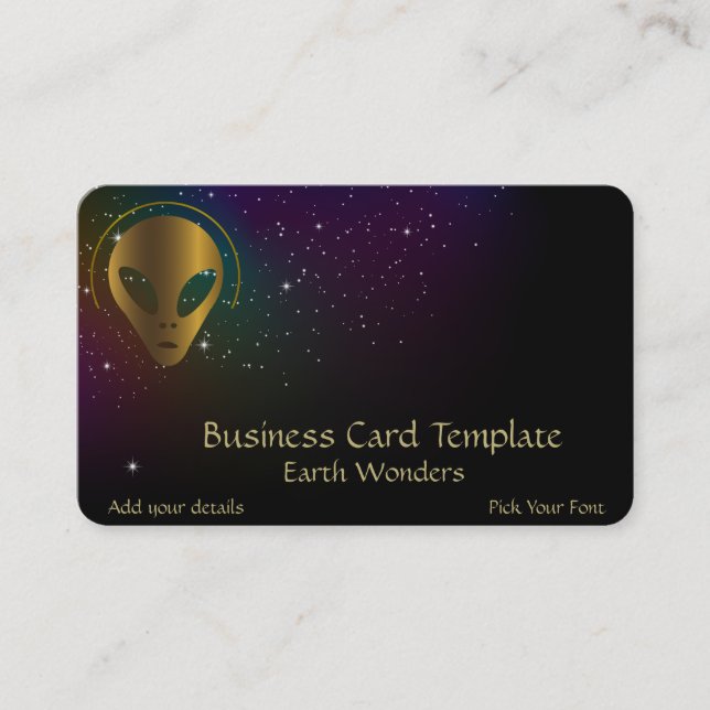 Gold Grey Alien - Logo Ancient Alien Business Card (Front)