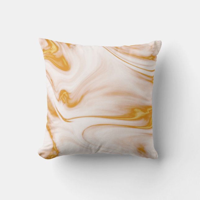 Gold Grey And White Marble Throw Pillow (Front)