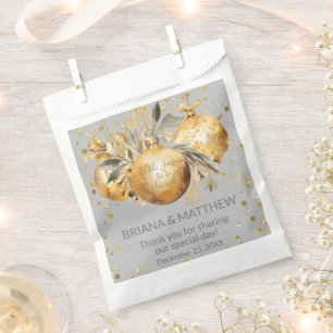 Gold Grey Christmas Wedding Favour Bag