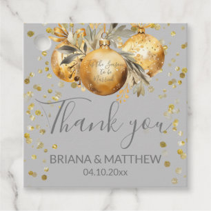 Gold Grey Christmas Wedding Favour Tags