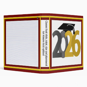 Gold Grey Class of 2026 Graduation Binder