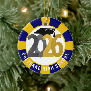 Gold Grey Class of 2026 Photo Graduation Ceramic Ornament