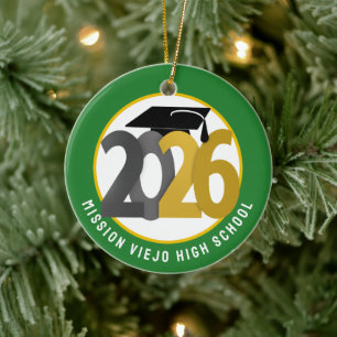 Gold Grey Class of 2026 Photo Graduation Ceramic Ornament