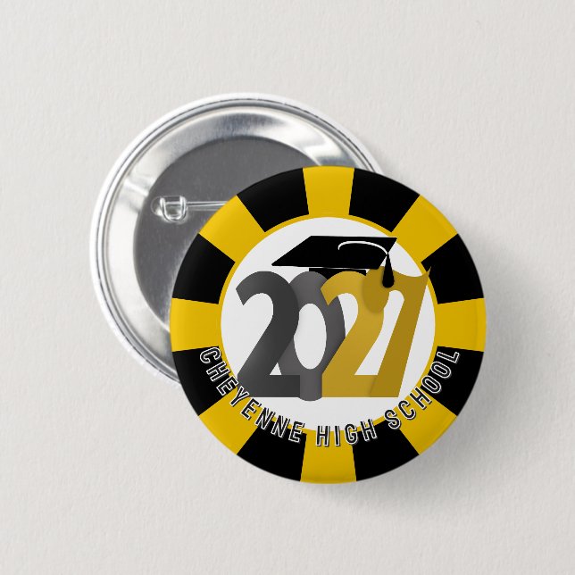 Gold Grey Class of 2027 Graduation 2 Inch Round Button (Front & Back)