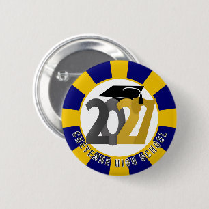 Gold Grey Class of 2027 Graduation 2 Inch Round Button