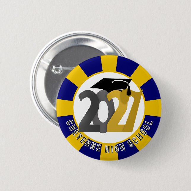Gold Grey Class of 2027 Graduation 2 Inch Round Button (Front & Back)