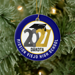 Gold Grey Class of 2027 Photo Graduation Ceramic Ornament