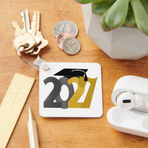 Gold Grey Class of 2027 Photo Graduation Keychain