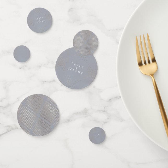 Gold Grey Elegance Diamond Geo Deco Wedding Confetti (Group)