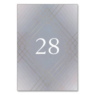 Gold Grey Elegance Diamond Geo Deco Wedding Table Number