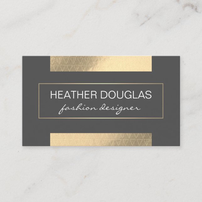 Gold Grey Foil Shine | Designer Business Card (Front)