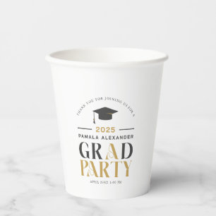 Gold Grey Grad Party Retro Typography Paper Cups