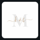 Gold & Grey Monogram Swash Script II Square Sticker<br><div class="desc">Modern Gold and Grey Monogram Sticker.  Combo font.  Swash.  Simple.  Square.  Rounded.</div>