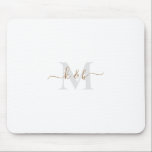 Gold & Grey Monogram Swash Script Mouse Pad<br><div class="desc">Modern Gold and Grey Monogram Mouse Pad. Combo font. Swash. Simple.</div>