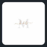 Gold & Grey Monogram Swash Script Square Sticker<br><div class="desc">Modern Gold and Grey Monogram Sticker.  Combo font.  Swash.  Simple.  Square.</div>