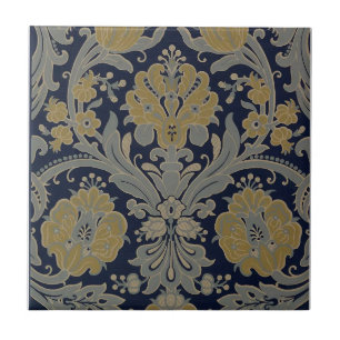 Gold Grey Night Blue Classic Iris Vintage Tile