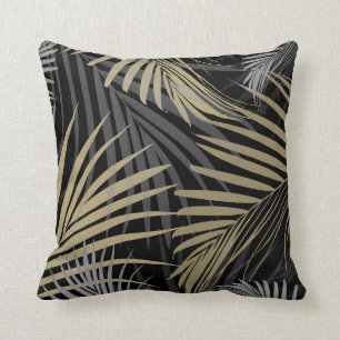 Gold Grey Palm Leaves Dream - Cali Summer Vibes #1 Throw Pillow