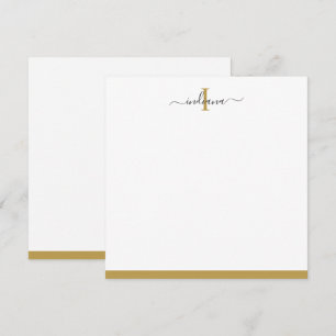 Gold Grey Script Monogram Name Initial Elegant Card