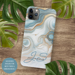 Gold Grey Teal Blue Marble Art Pattern iPhone 11Pro Max Case