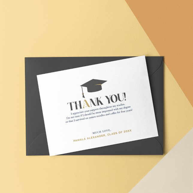 Gold Grey Thank You Retro Typography Card (Creator Uploaded)