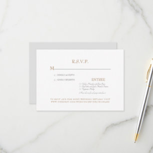 Gold & Grey Wedding RSVP Card