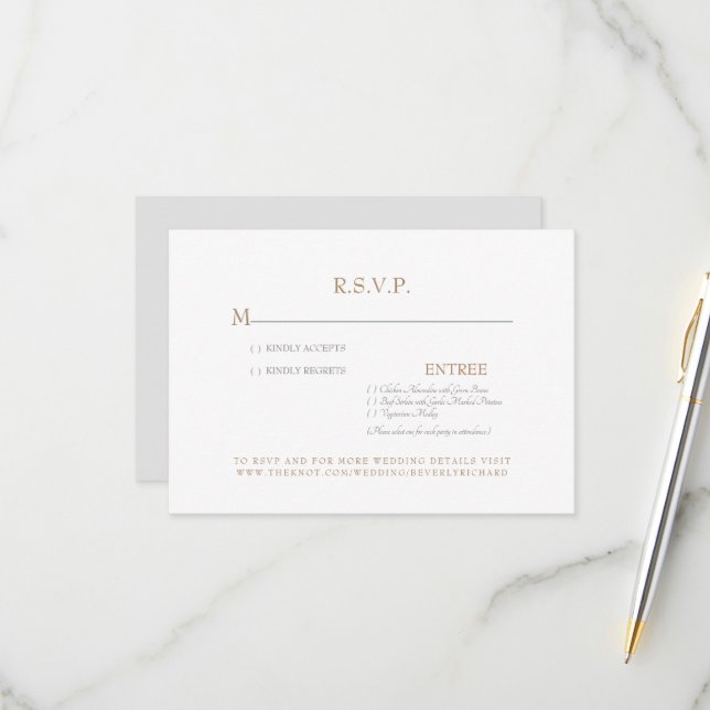 Gold & Grey Wedding RSVP Card (Front/Back In Situ)